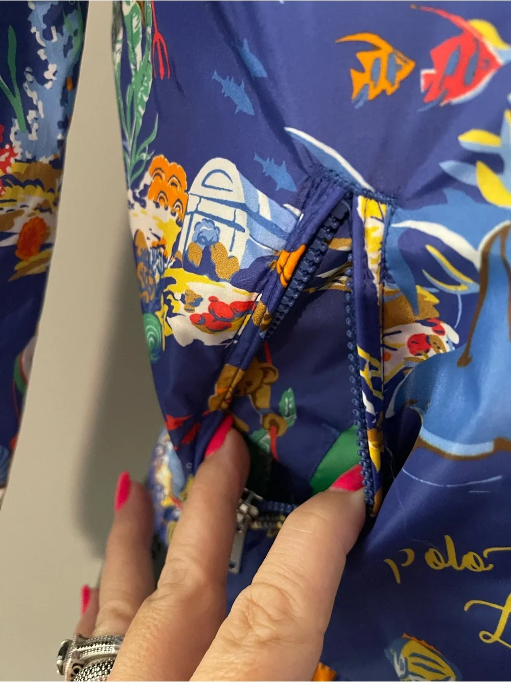 Ralph Lauren Navy Blue Kids' Tropical Sea Print jacket